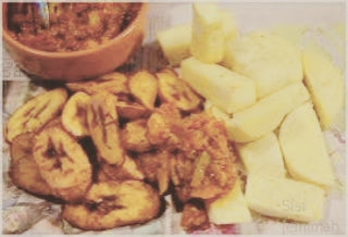 Fried Plantain & Yam, with Stew Sauce