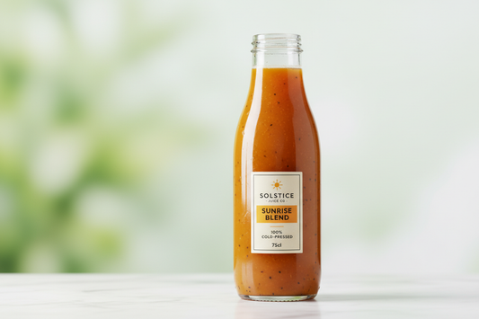 Fresh juice drink in a 75cl transparent bottle 